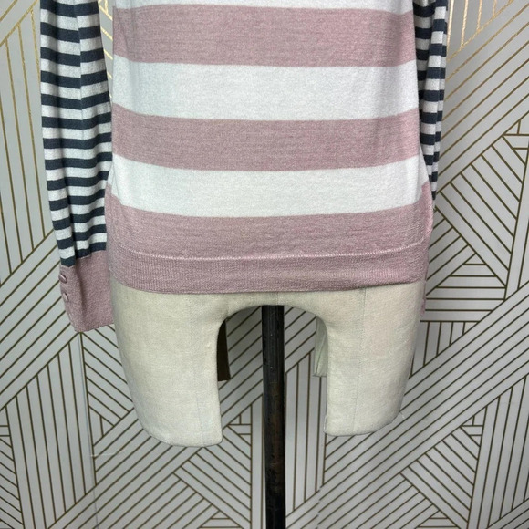 MaxMara Marica Boat Neck Striped Silk Cashmere Sweater Pink Gray Size‎ XS - Picture 6 of 12